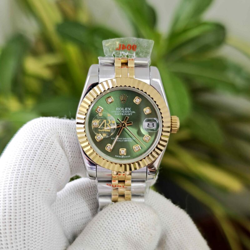 Rolex Date-Just Dual Tone Green Dial Diamond Marker