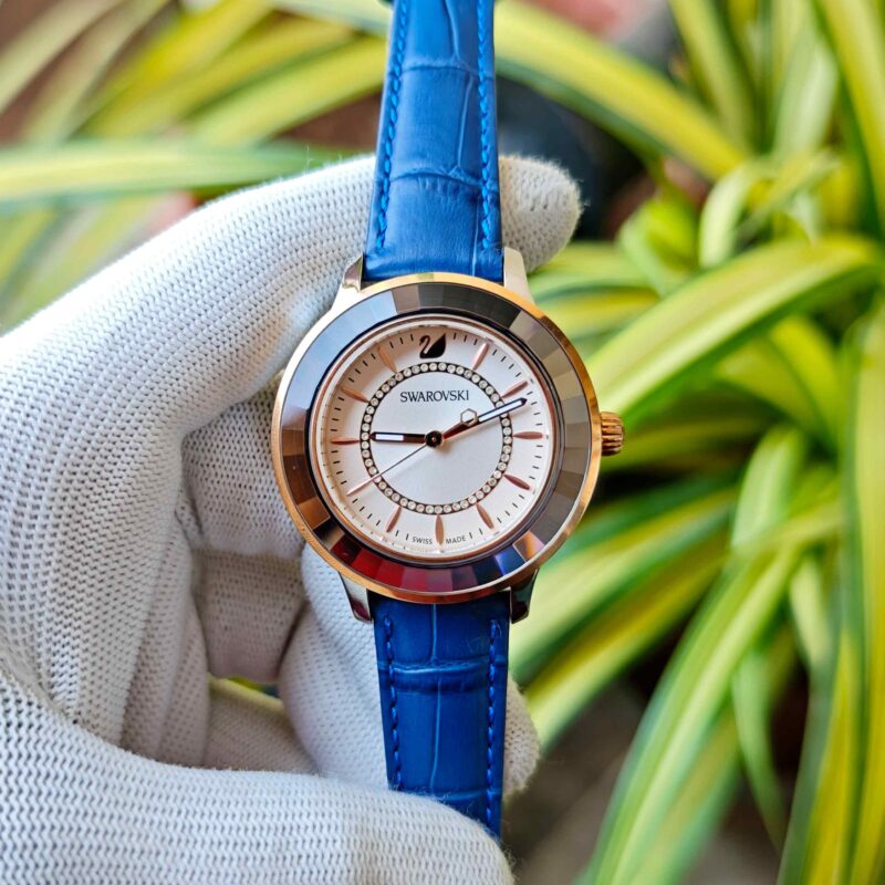 SWAROVSKI White Dial Blue Leather Strap