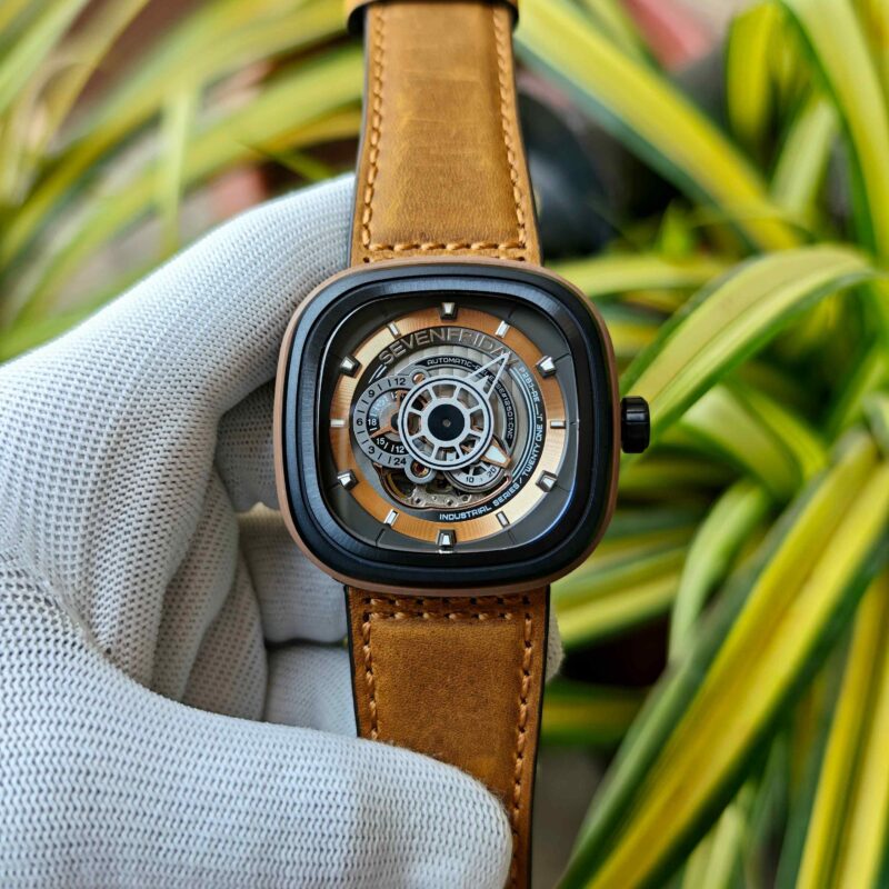 Sevenfriday Industrial SF-P2B-01 Brown Skeleton Dial Brown Leather
