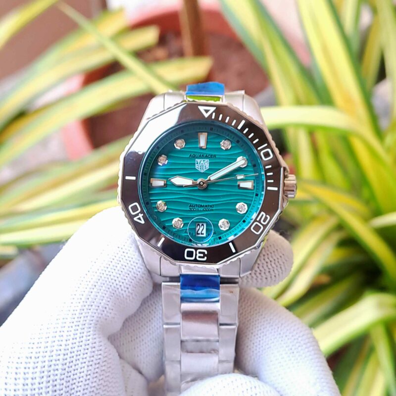 TAG Heuer Aquaracer Professional 300 Date-Steel Green Dial Diamond Marking