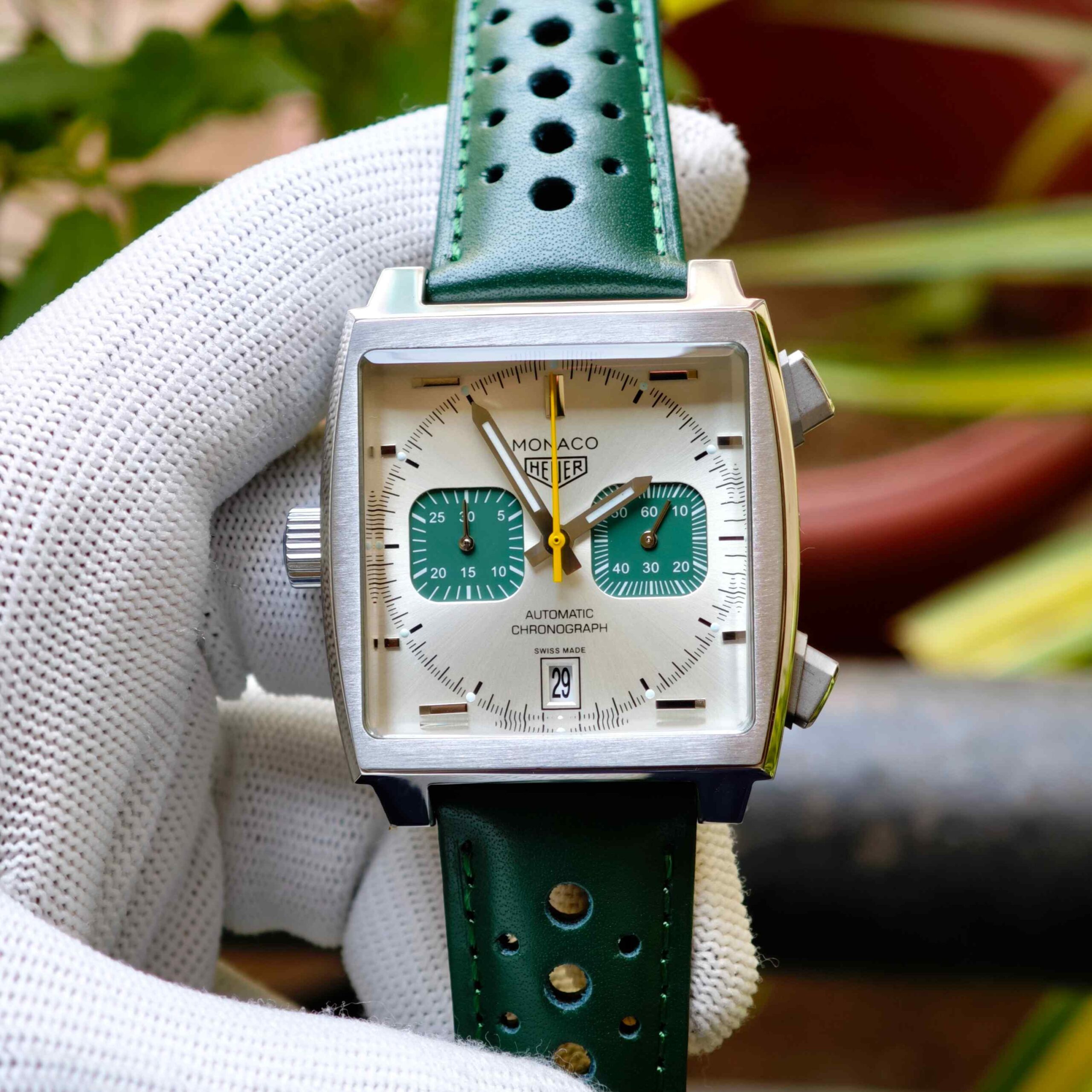 TAG Heuer Monaco Chronograph Racing Green – Titanium Steel Green Leather - Image 3