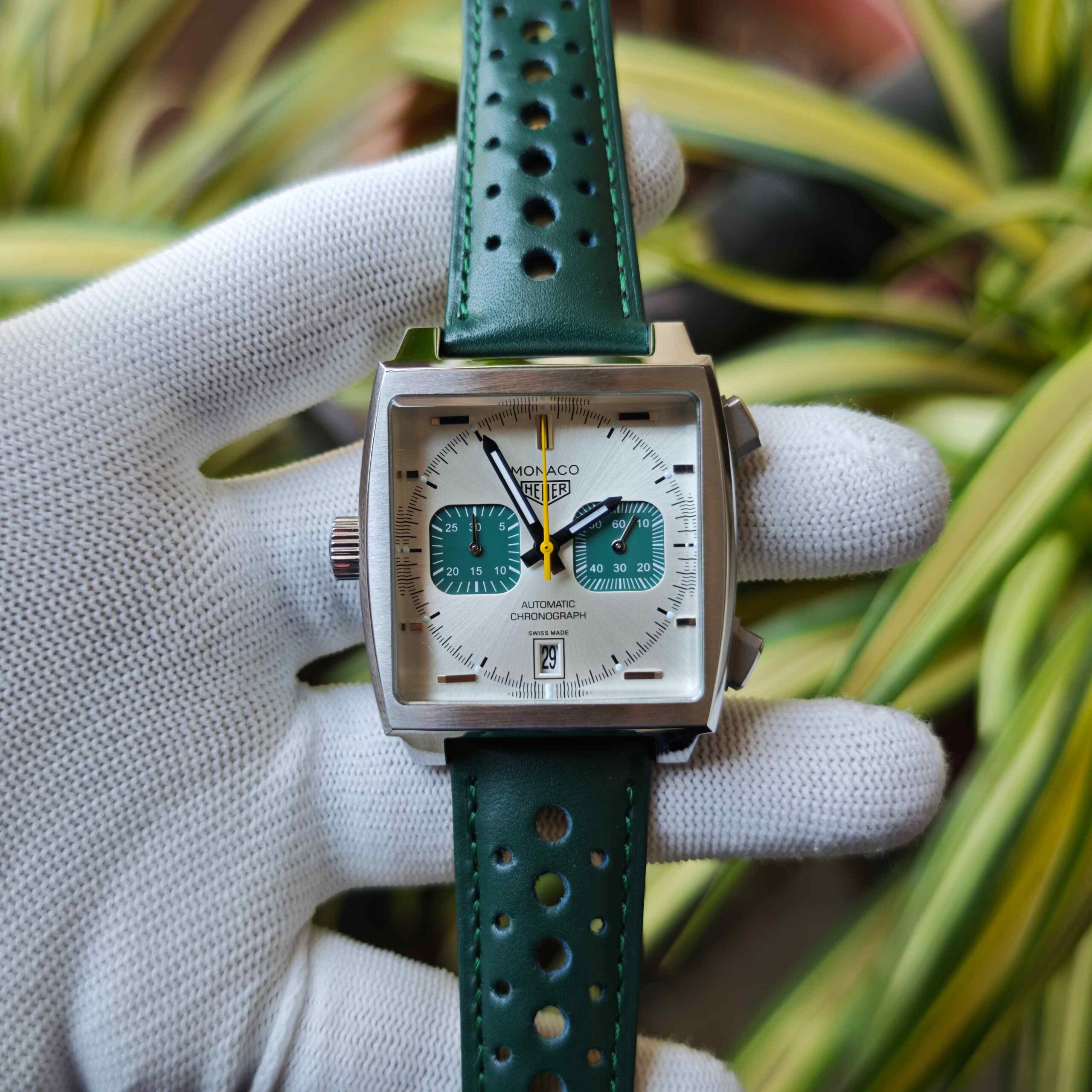 TAG Heuer Monaco Chronograph Racing Green – Titanium Steel Green Leather - Image 2