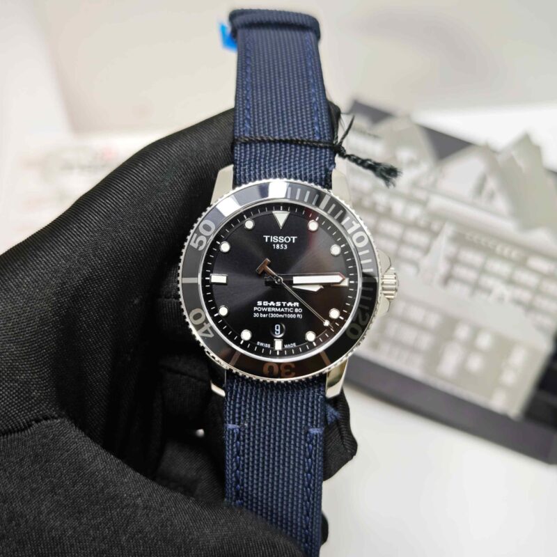 Tissot Seastar 1000 Powermatic 80 Black Dial Blue Nylon Strap