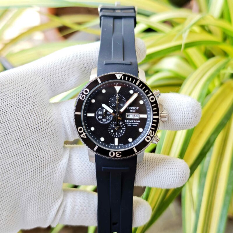 Tissot T-Race Chronograph Day-Date Black Dial Leather