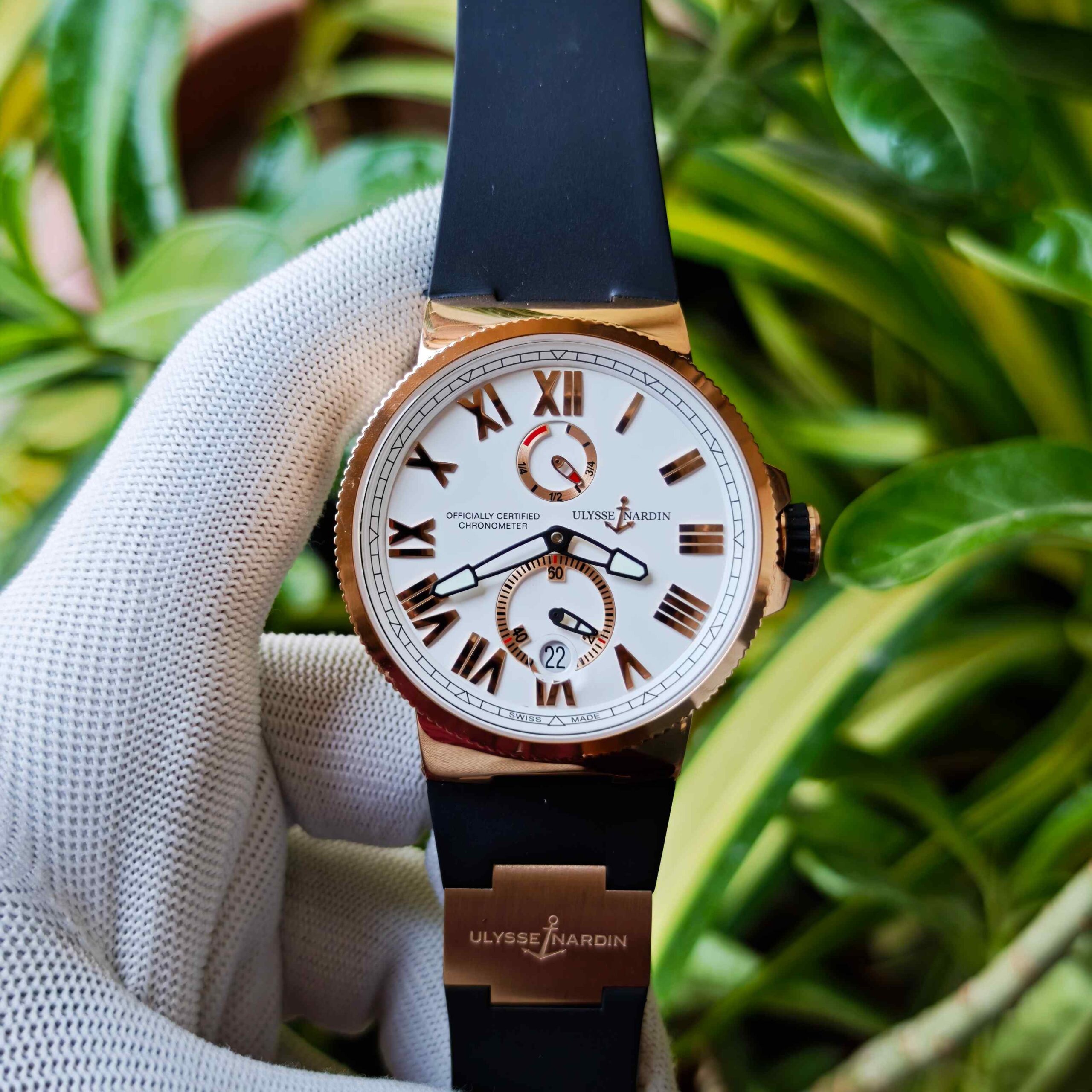 Ulysse Nardin Marine Chronometer Rose Gold White Dial