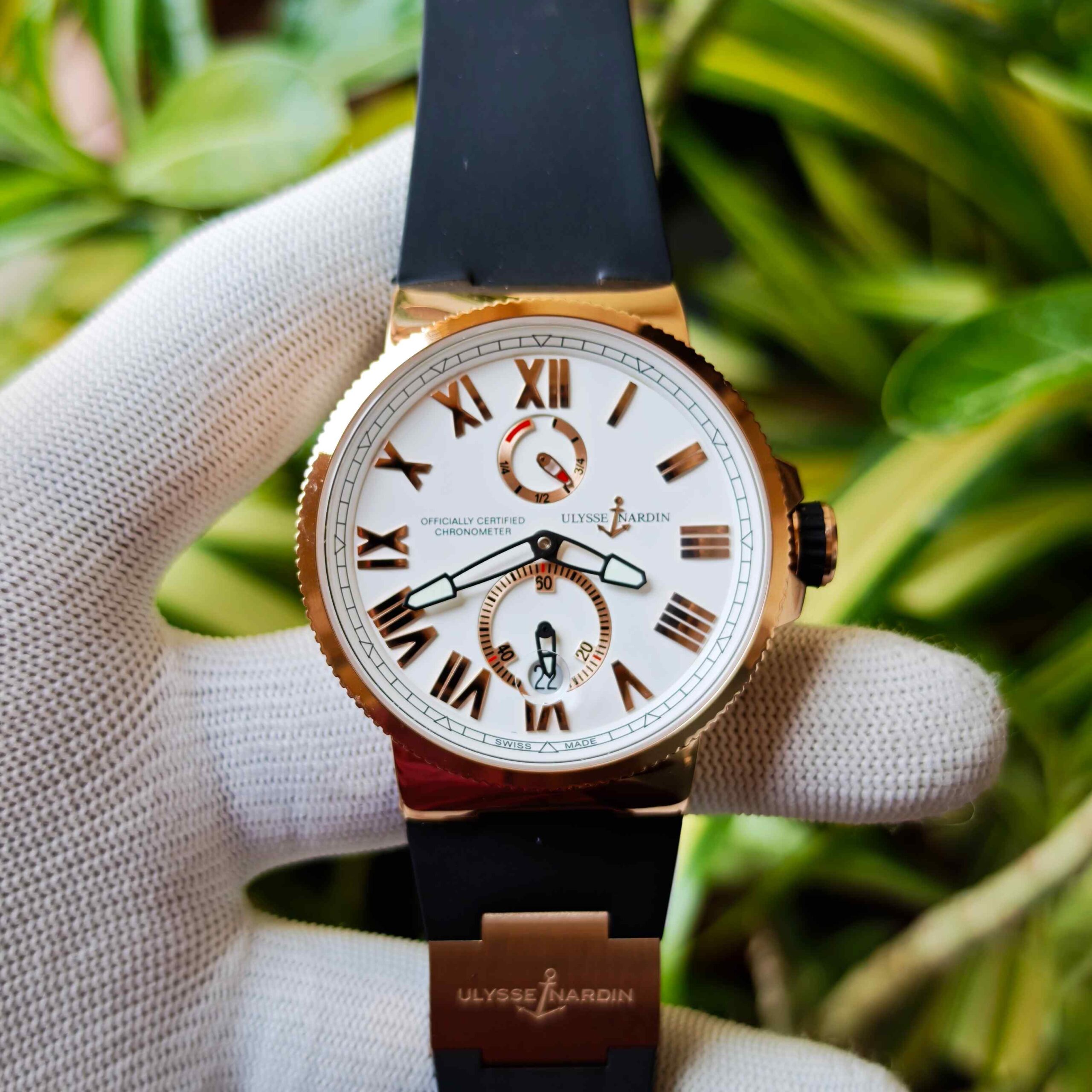 Ulysse Nardin Marine Chronometer Rose Gold White Dial - Image 3