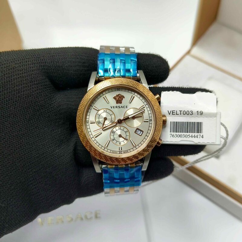 Versace Chronograph Dual Tone White Dial Store Quality