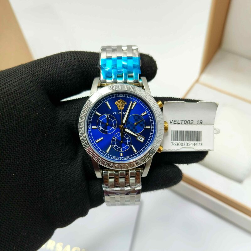 Versace Chronograph Steel Blue Dial Store Quality