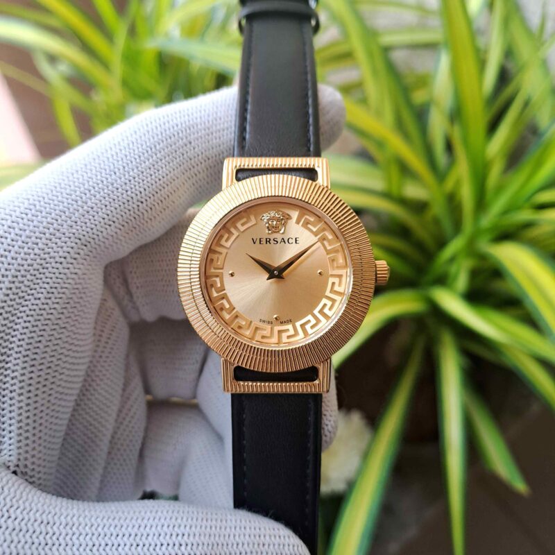 Versace Greca Chic Full Gold Edition Black Leather