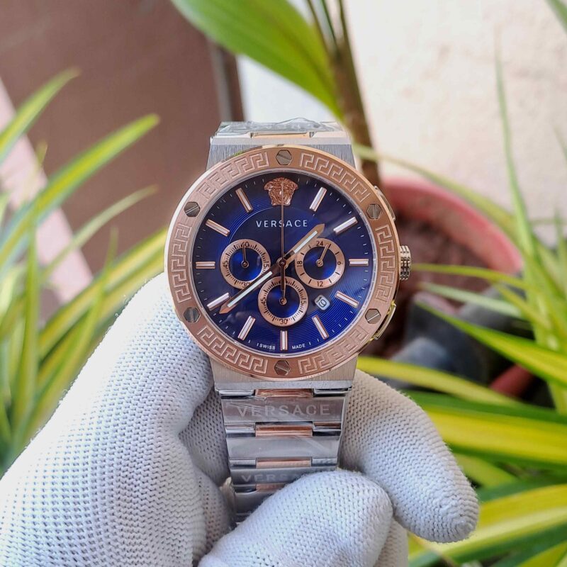 Versace Greca Logo Chronograph Dual Tone Blue Dial