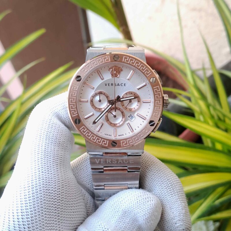 Versace Greca Logo Chronograph Dual Tone White Dial