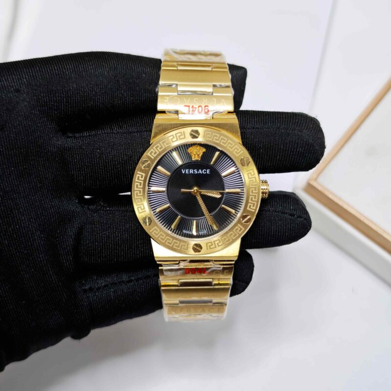 Versace Greca Logo Full Gold Black Dial
