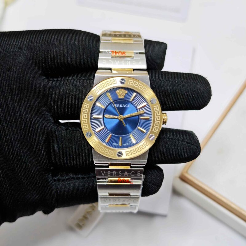 Versace Greca Logo Gold Case Blue Dial Dual Tone