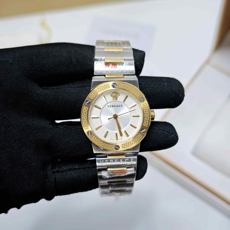 Versace Greca Logo Gold Case White Dial Dual Tone