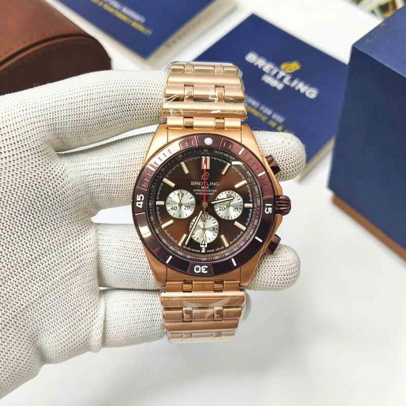 Breitling Chronometer 1884 Full Rose Gold Brown Bazel Brown Dial