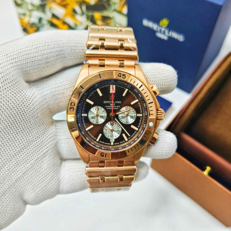 Breitling Chronometer 1884 Full Rose Gold Brown Dial