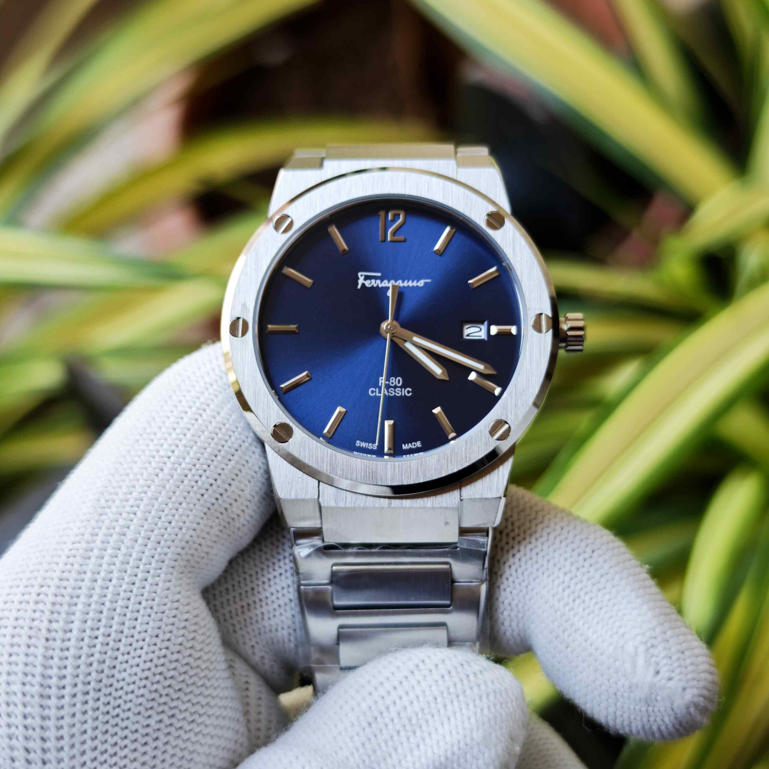 Ferragamo F-80 Classic Steel Blue Dial Stainless Steel Strap - Image 2