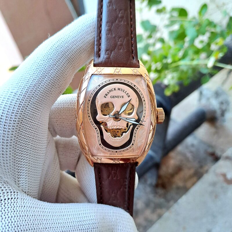 Franck Muller Croco Skull Roase Gold Edition Brown Leather Strap