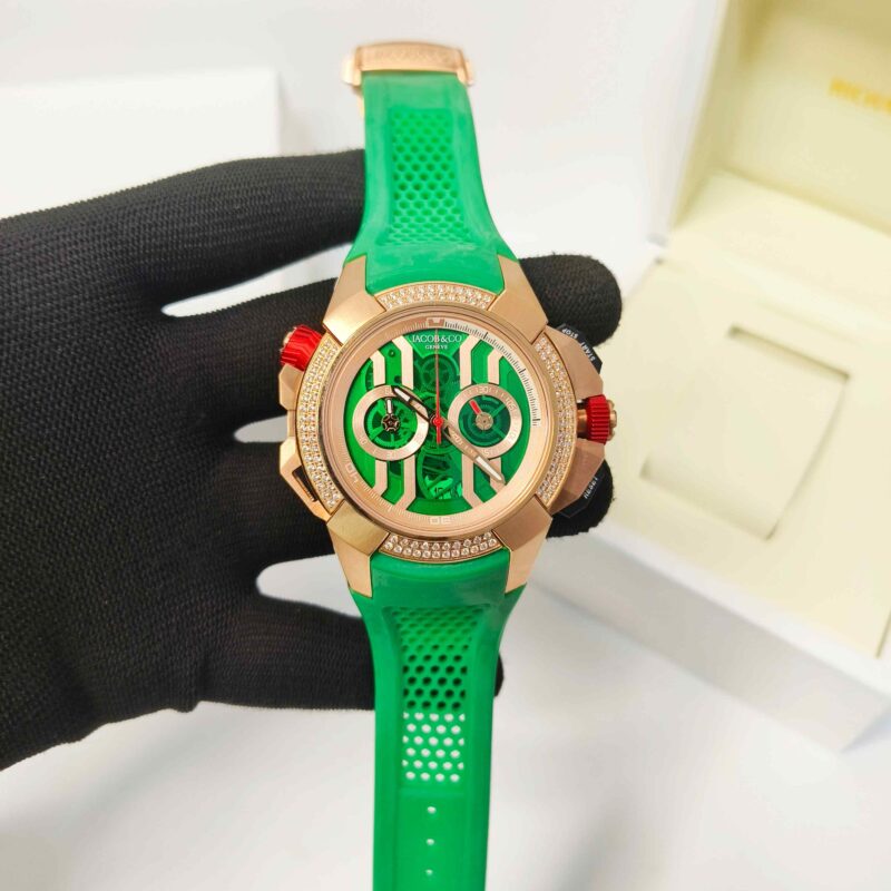 Jacob & Co Epic X Chronograph Rose Gold Diamond Green Dial