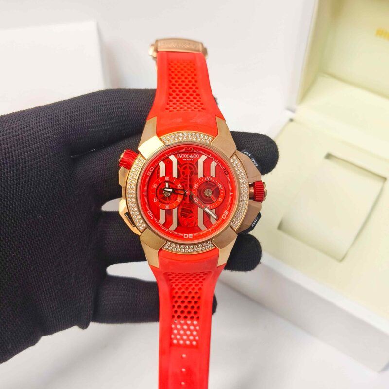 Jacob & Co Epic X Chronograph Rose Gold Diamond Red Dial