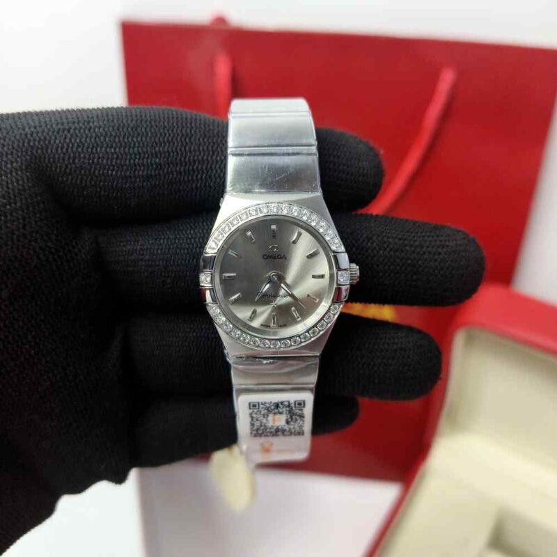 Omega Constellation Steel Diamond Bazel Stick Marker Grey Dial