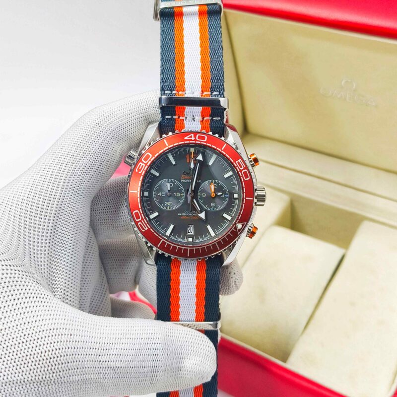Omega Planet Ocean 600M Boutique Steel Grey Dial White & Orange Nato Strap