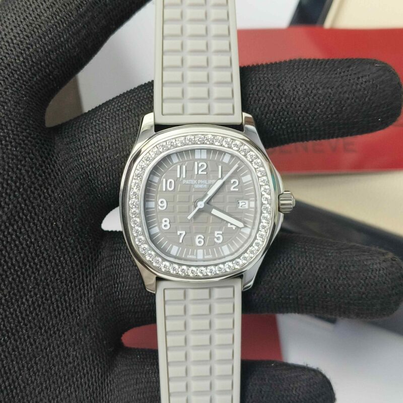 Patek Philippe Nautilus Diamond Bezel Grey Dial Rubber
