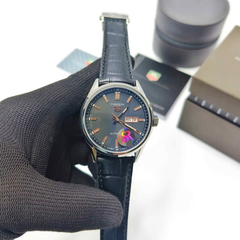 Tag Heuer Carrera Calibre 5 Black Dial Black Leather Strap