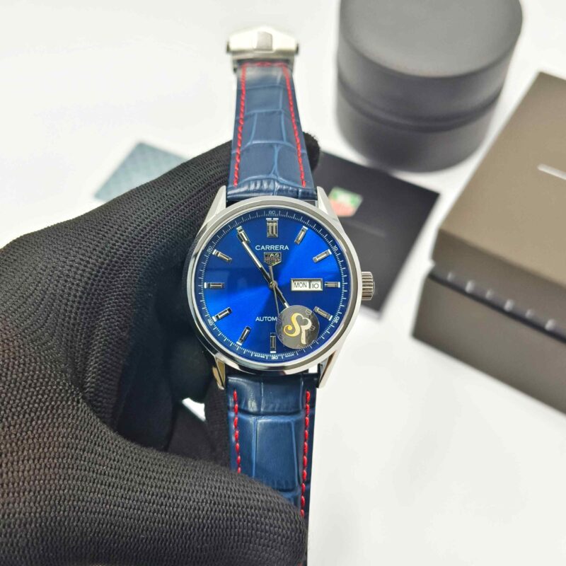 Tag Heuer Carrera Calibre 5 Blue Dial Blue Leather Strap
