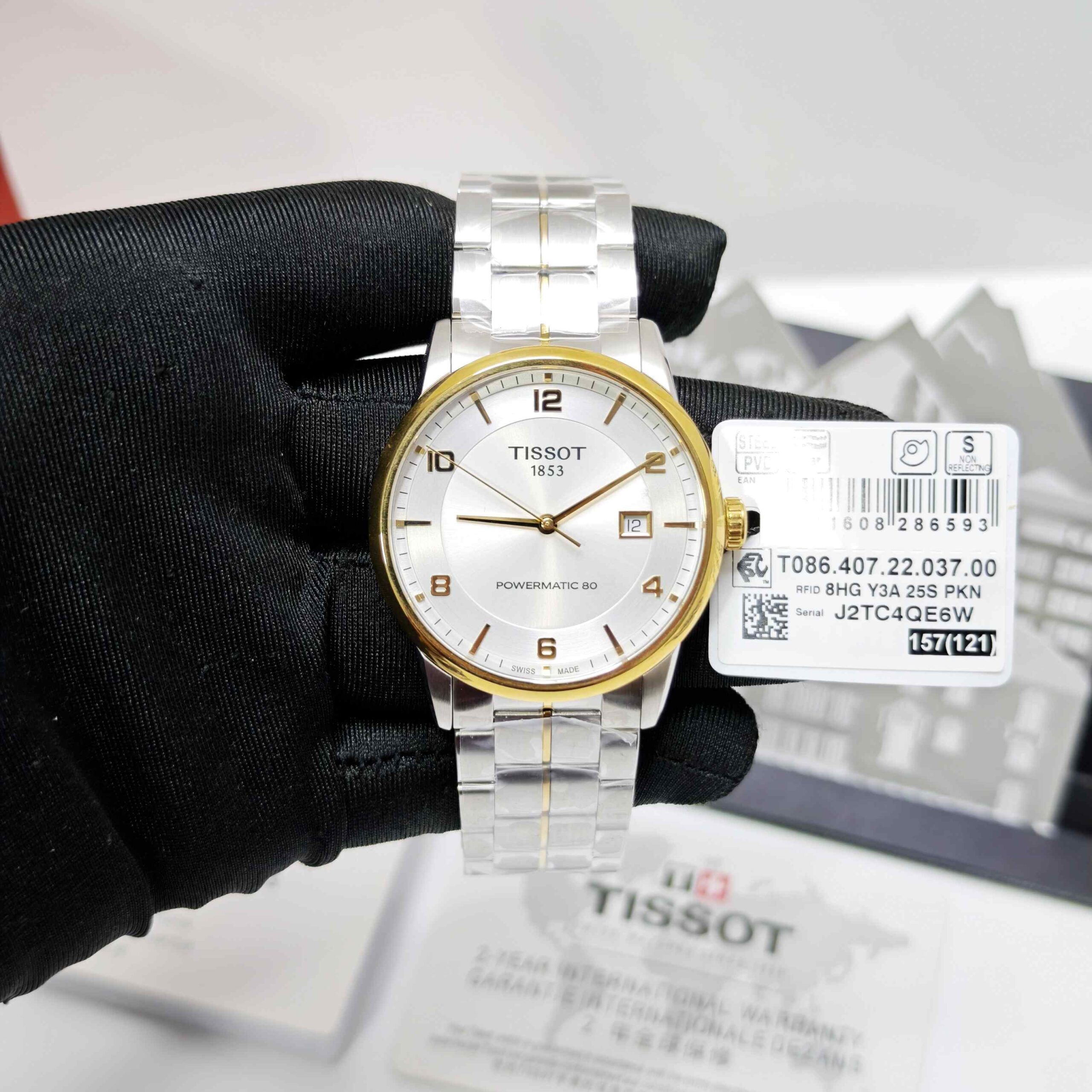 Tissot Luxury Powermatic 80 Gold Bazel Stainless Steel White Dial - Image 2