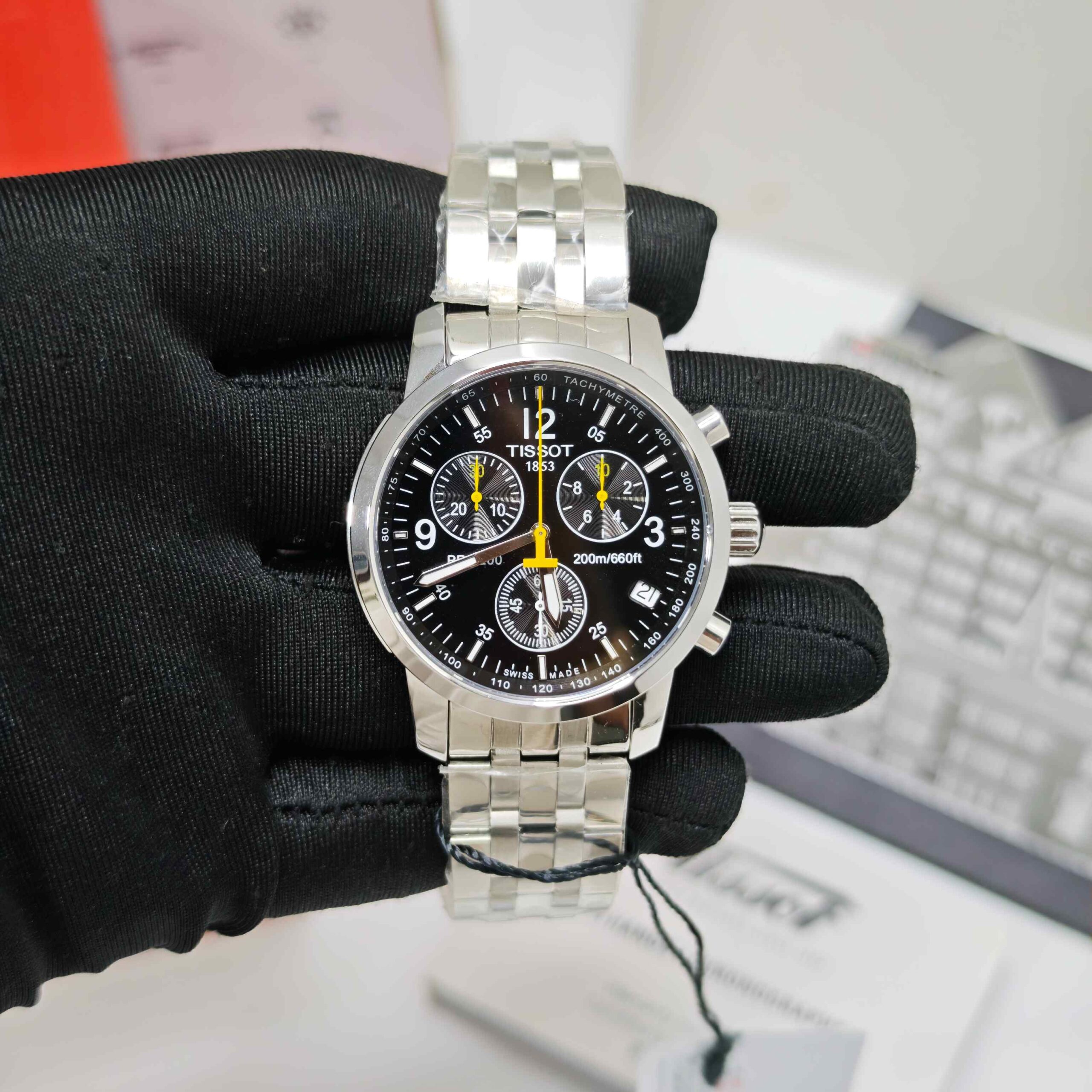 Tissot PRC 200 Chronograph Stainless Steel Black Store Quality