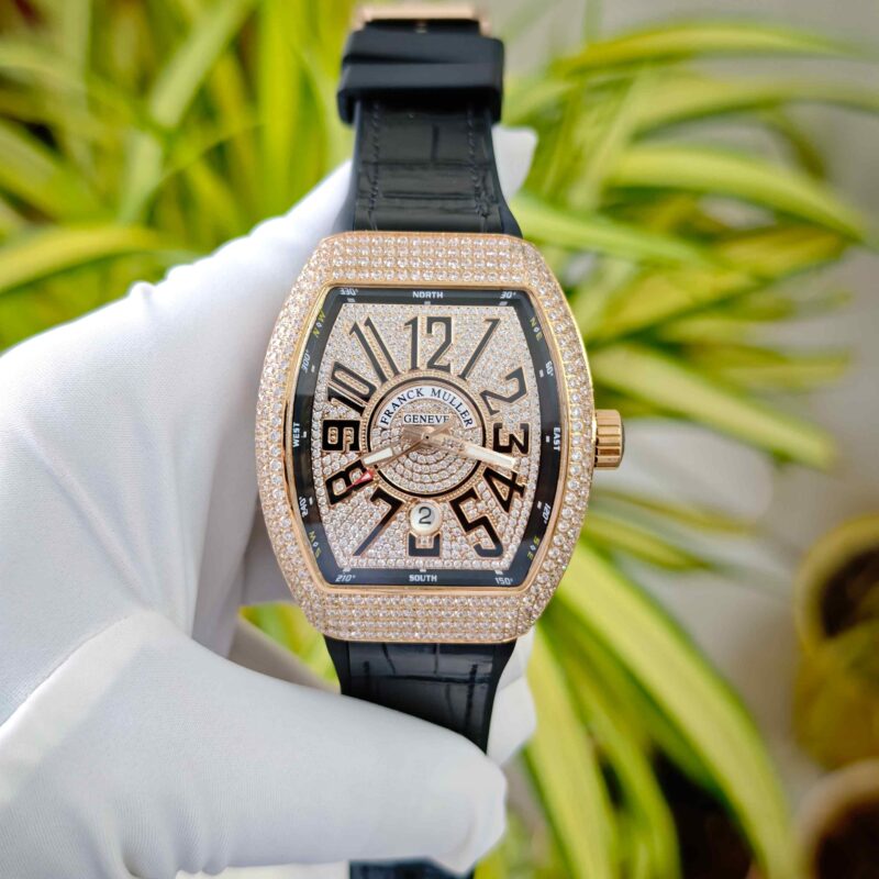 Franck Muller V45 Rose Gold Full Diamond Studded Dial