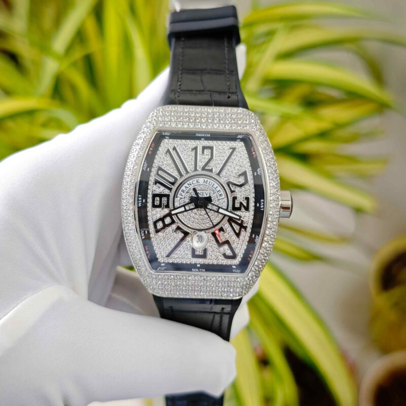 Franck Muller V45 Silver Full Diamond Studded Dial