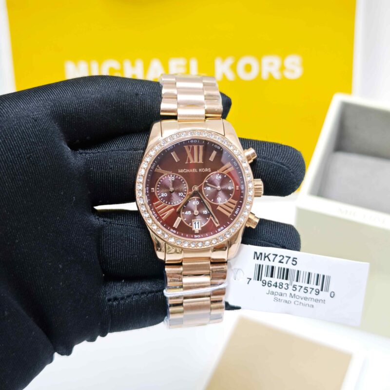 Ladies Michael Kors Lexington Chronograph MK7275 Rose Gold Brown Dial