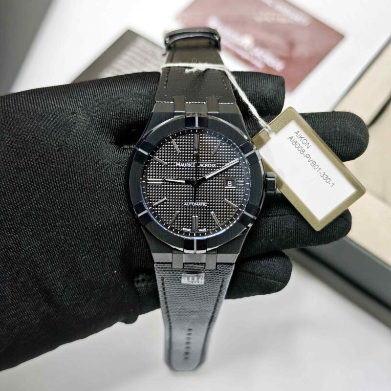 Maurice Lacroix Aikon Steel Black Dial Leather Strap