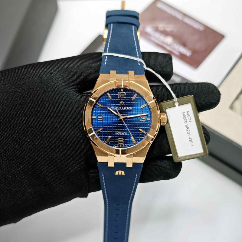 Maurice Lacroix Aikon Venturer Gold Blue Dial Leather Strap