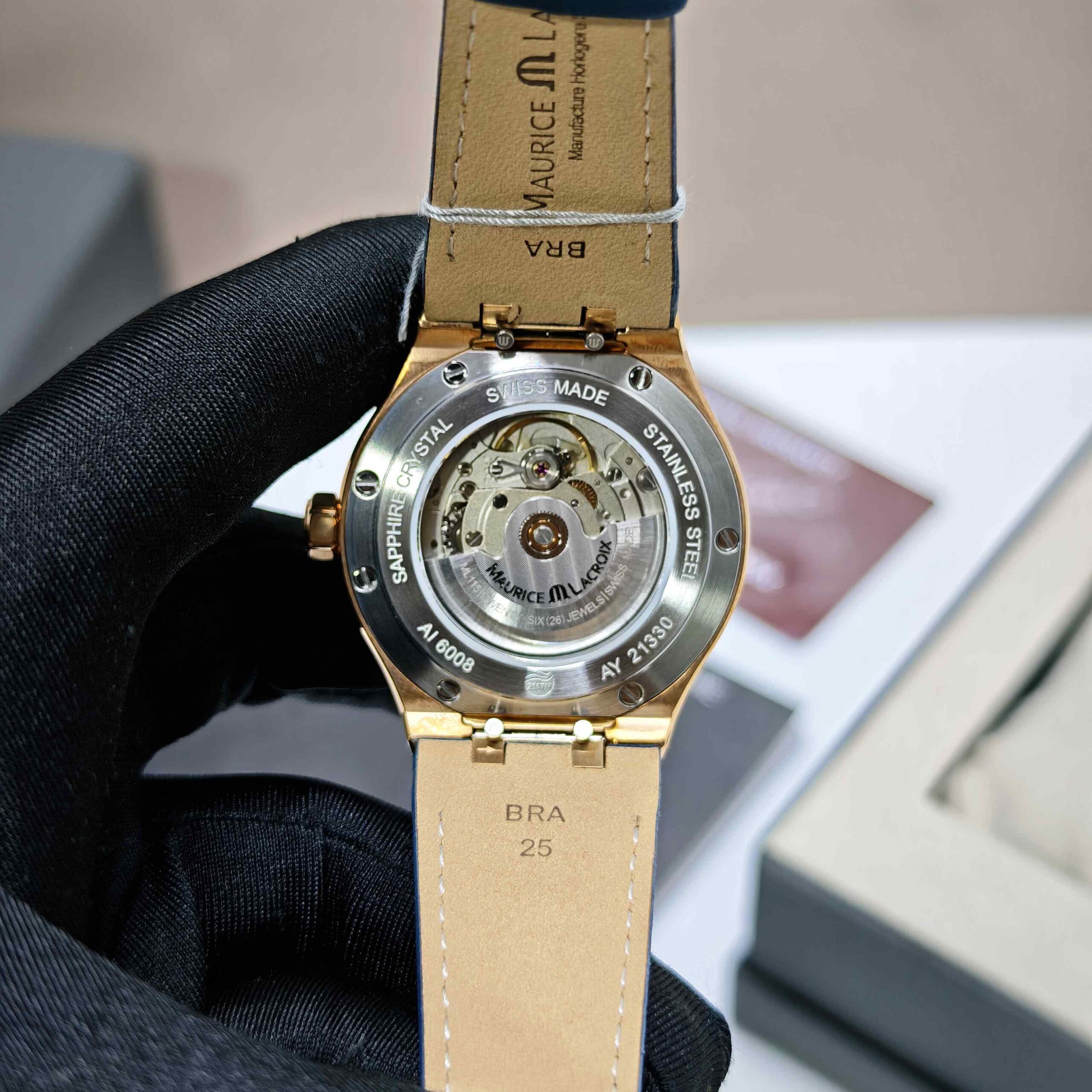 Maurice Lacroix Aikon Venturer Gold Blue Dial Leather Strap - Image 3