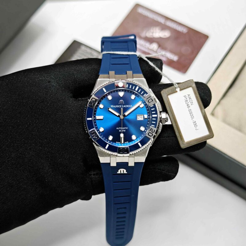 Maurice Lacroix Aikon Venturer Gold Blue Dial Leather Strap