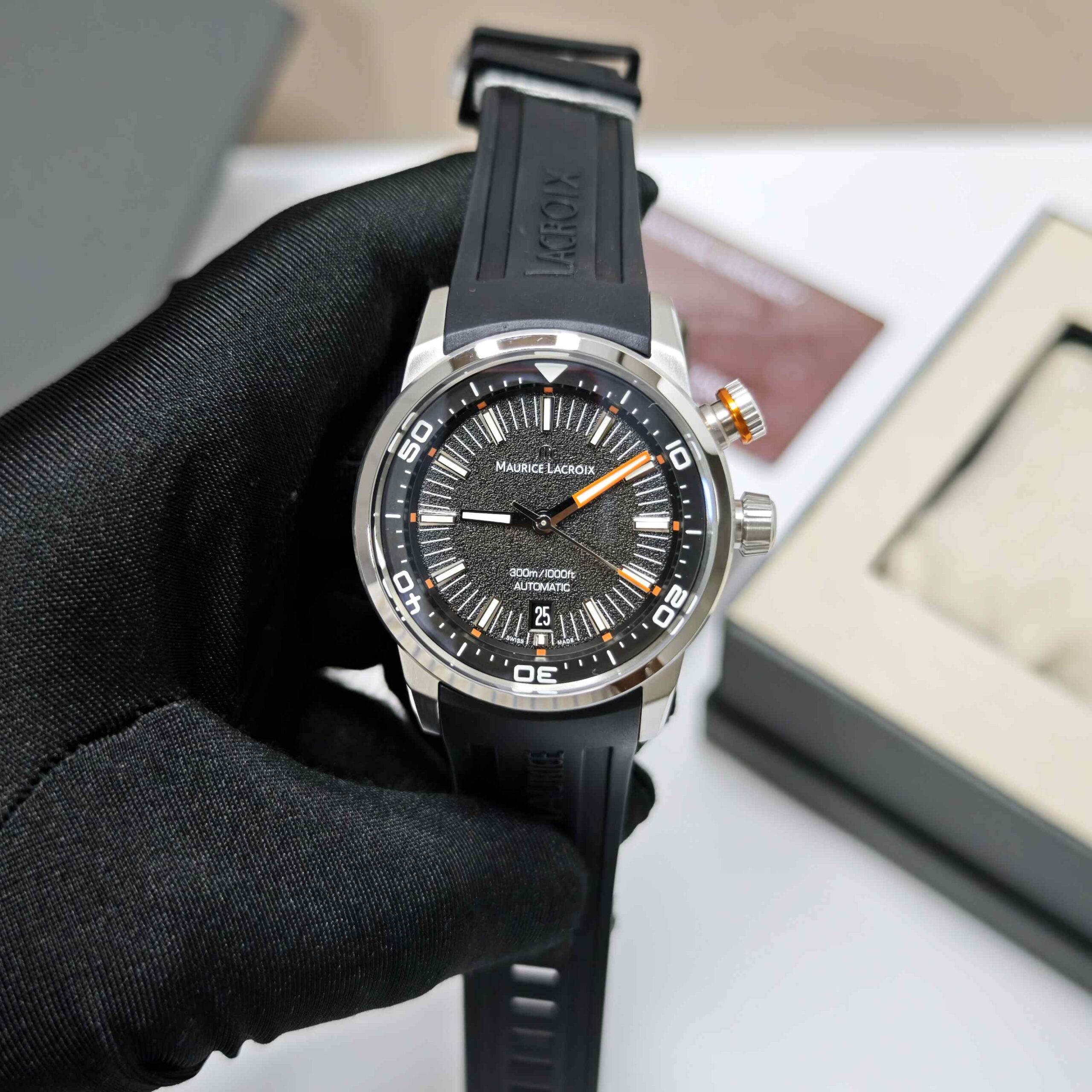 Maurice Lacroix Pontus S Diver Gold Case Black Dial Rubber Strap - Image 2