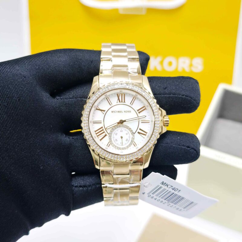 Michael Kors Everest Mother-Of-Pearl MK7401 Golden White Diamond Dial