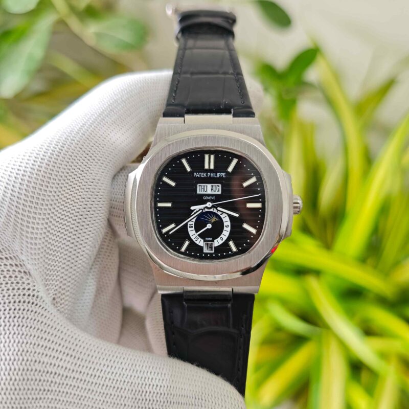 Patek Philippe Nautilus Annual Calendar Moon Phase Leather Strap