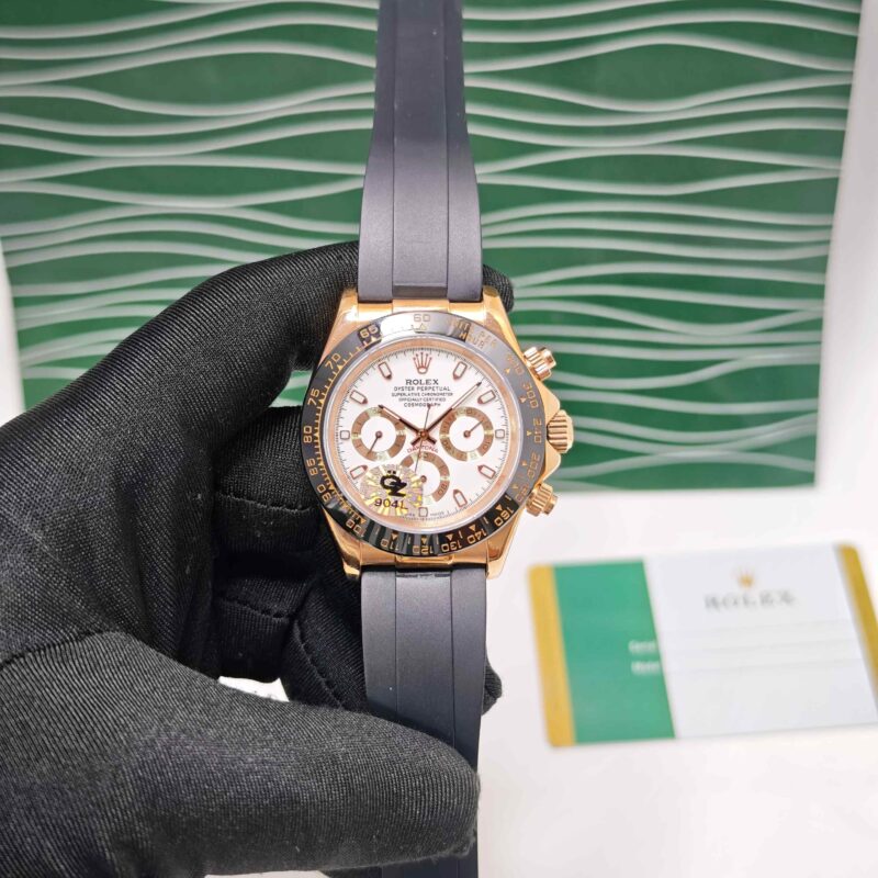 Rolex Oyster Perpetual Cosmograph Daytona Rose Gold White Dial Semi ETA