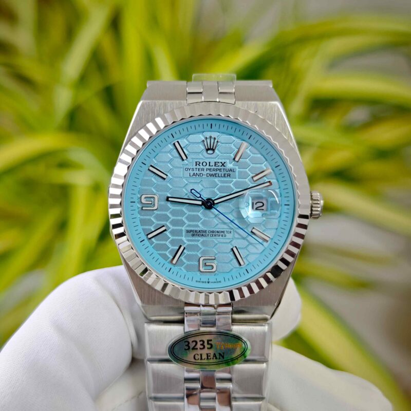 Rolex Oyster Perpetual Land-Dweller Full Silver Tiffeny Blue Dial