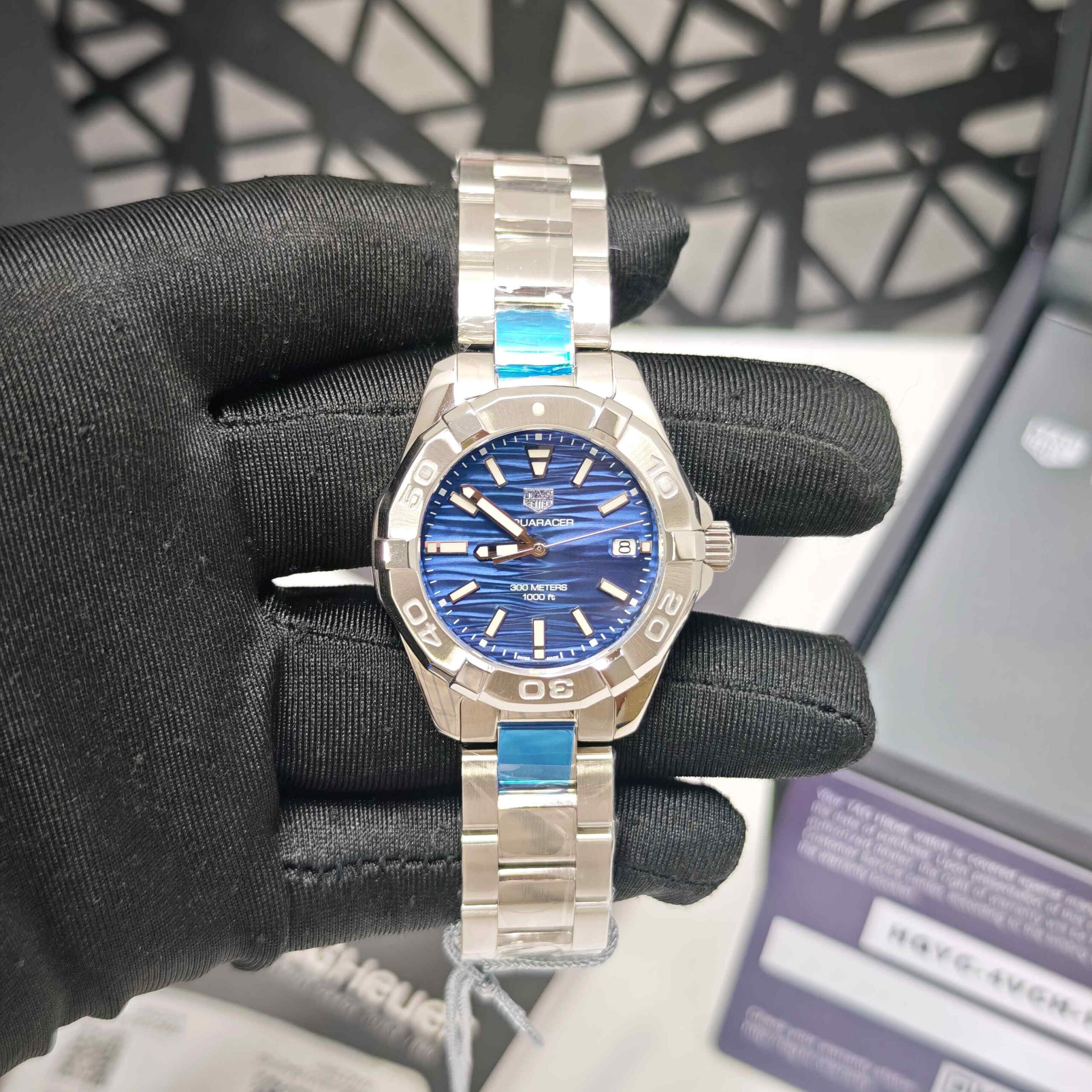 TAG Heuer Aquaracer 300M Stainless Steel Blue Stick Dial Store Quality