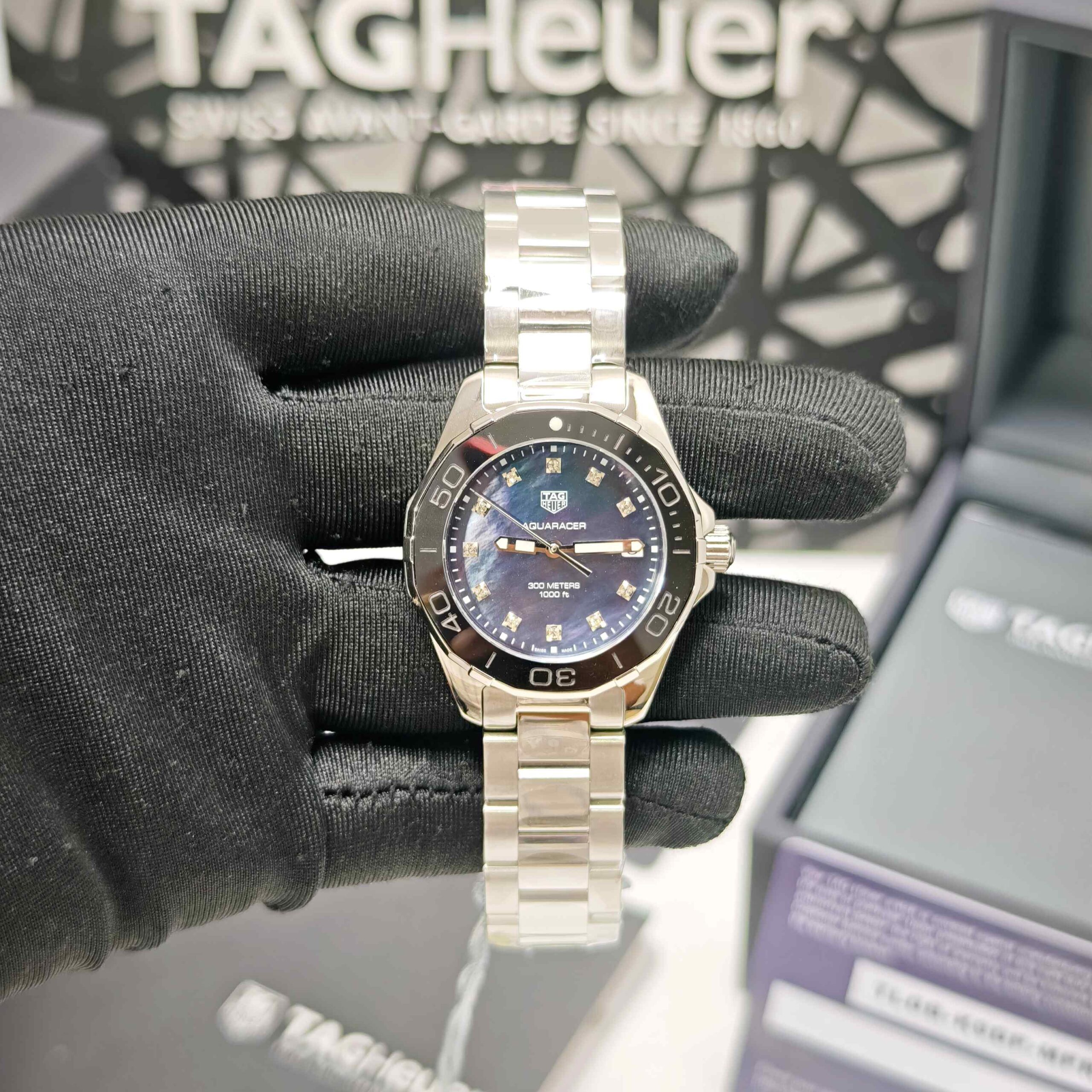 TAG Heuer Aquaracer 300M Stainless Steel Unicorn Colour Diamond Dial Store Quality