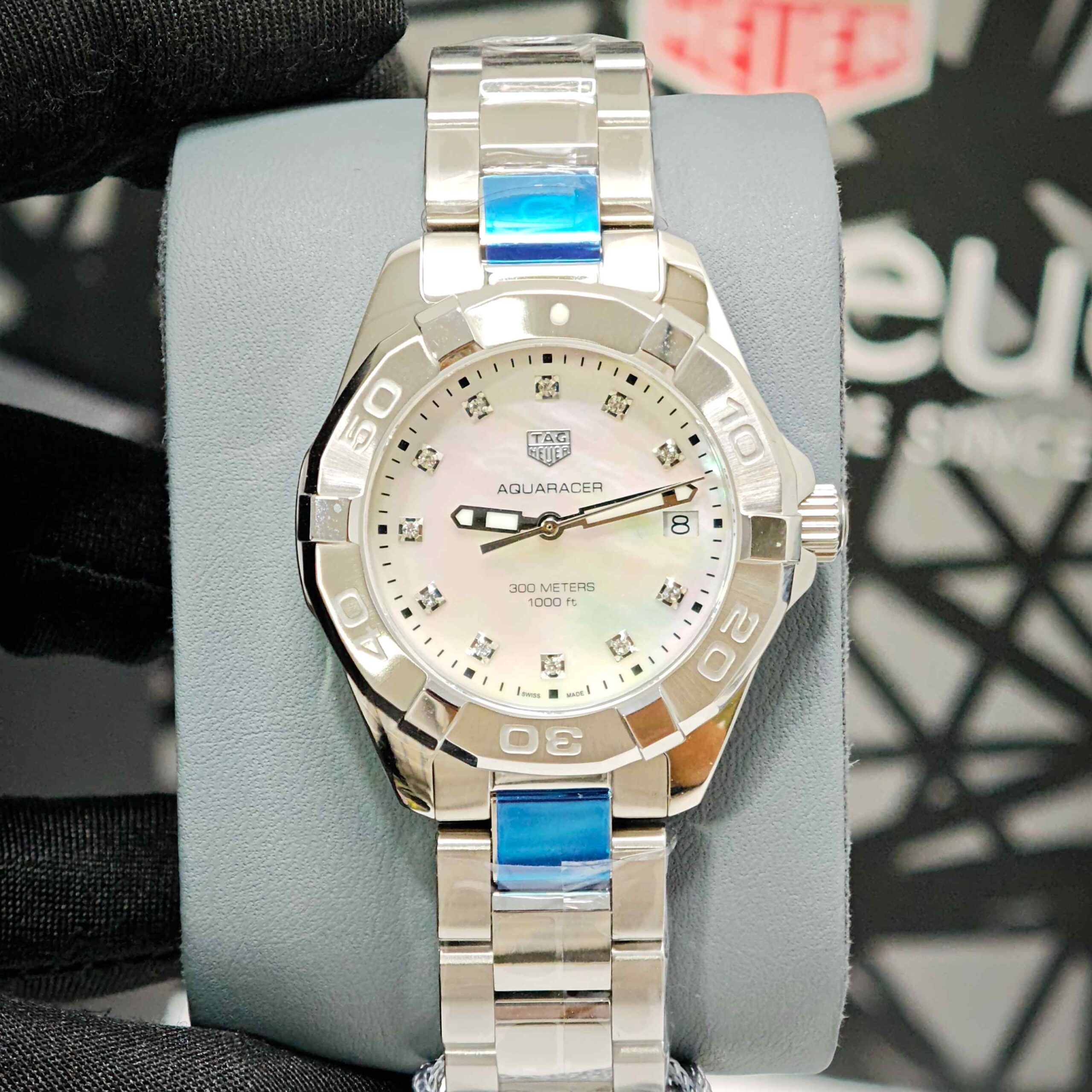 TAG Heuer Aquaracer 300M Stainless Steel White Diamond Dial Store Quality - Image 5