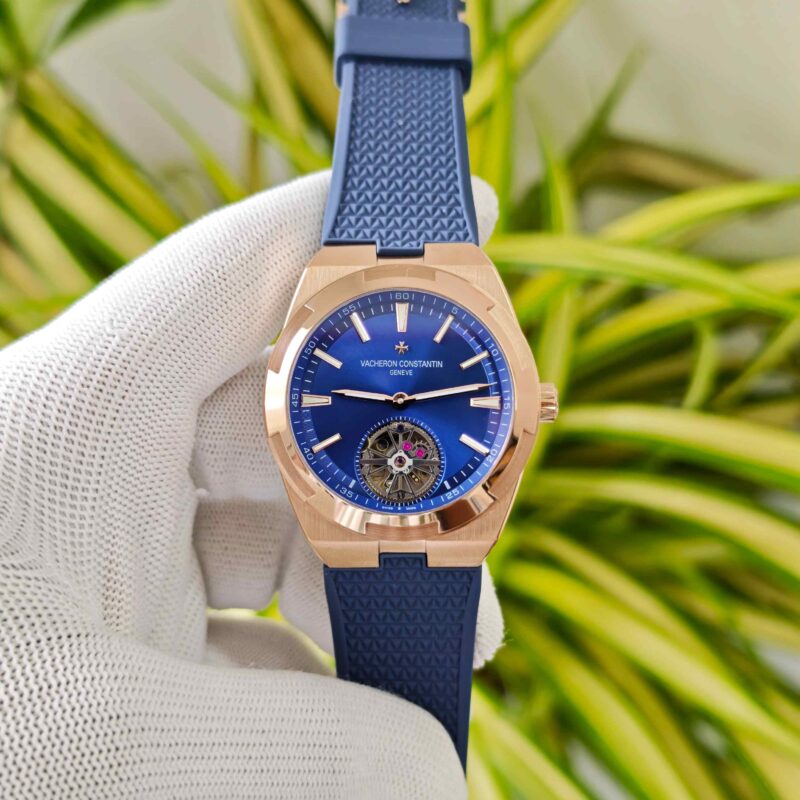 Vacheron Constantin Overseas 6000V Tourbillon Rose Gold Full Blue Dial Rubber Strap