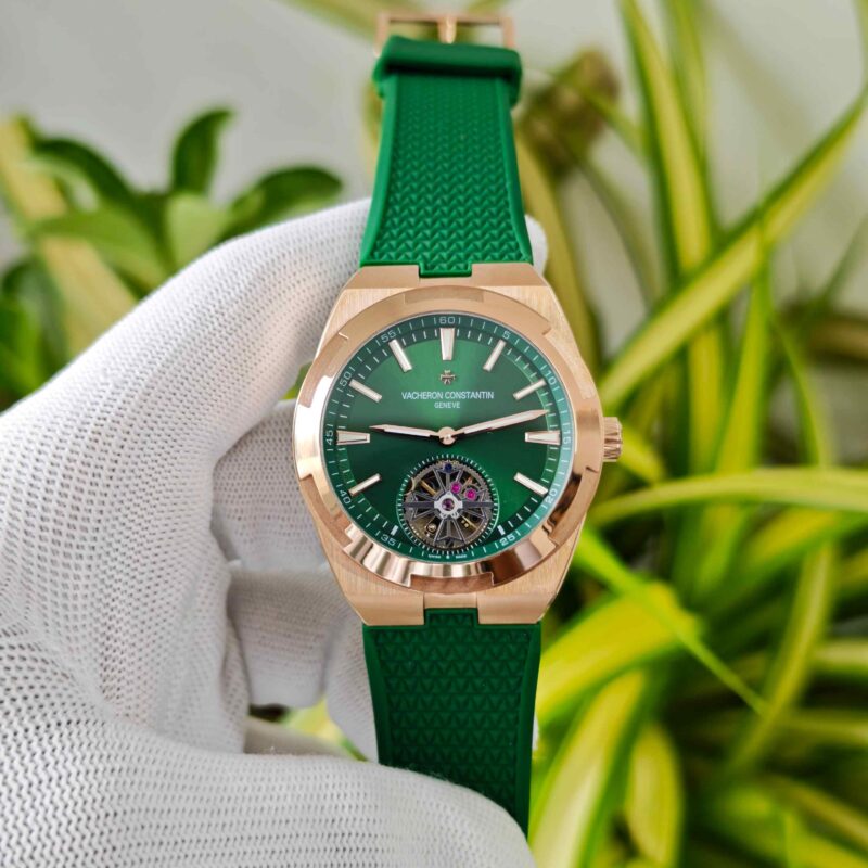 Vacheron Constantin Overseas 6000V Tourbillon Rose Gold Full Green Dial Rubber Strap