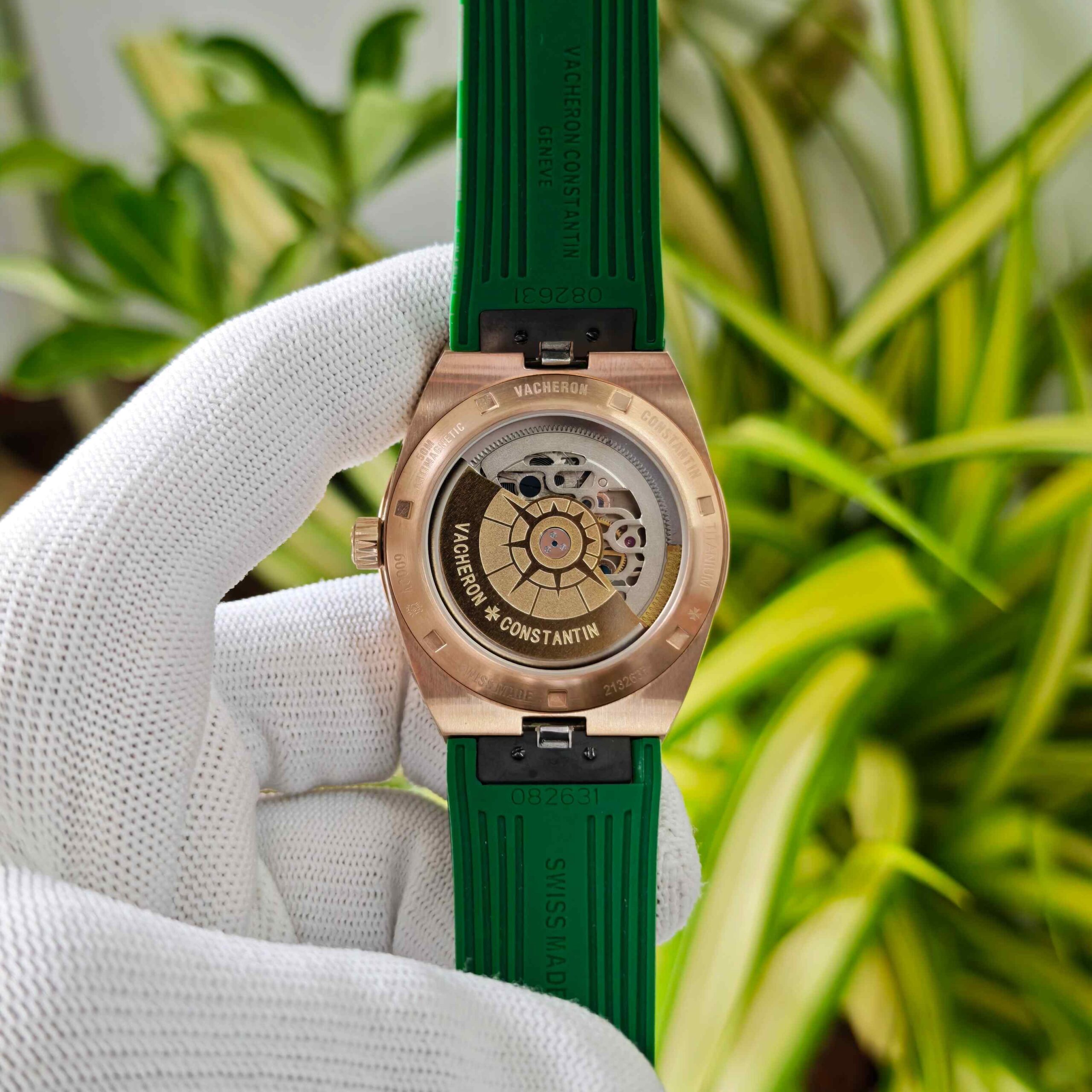 Vacheron Constantin Overseas 6000V Tourbillon Rose Gold Full Green Dial Rubber Strap - Image 3