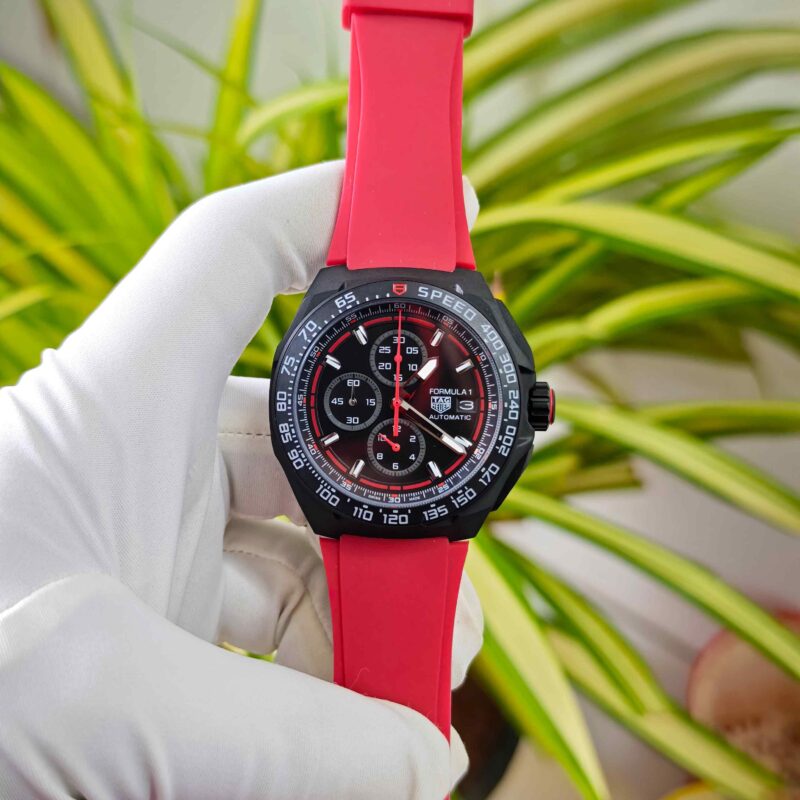 TAG Heuer Formula 1 Chronograph Titanium Black Dial Red Rubber Strap Swiss Quartz Watch